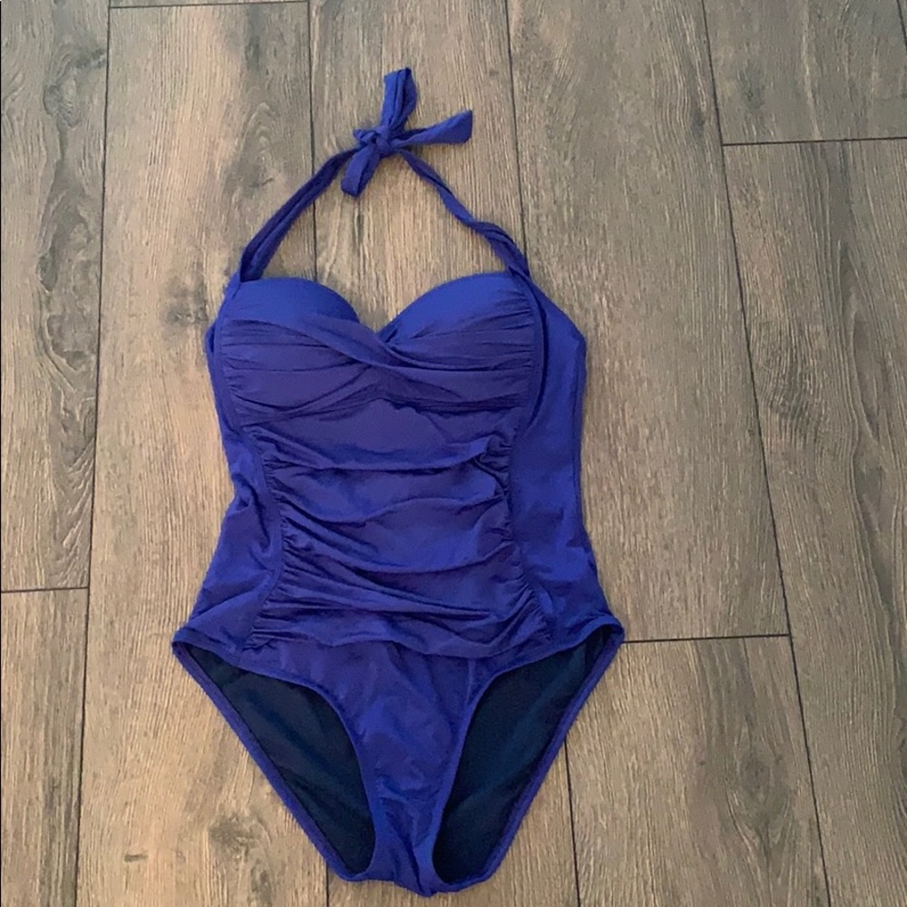 Blue one piece bathing suit- worn once